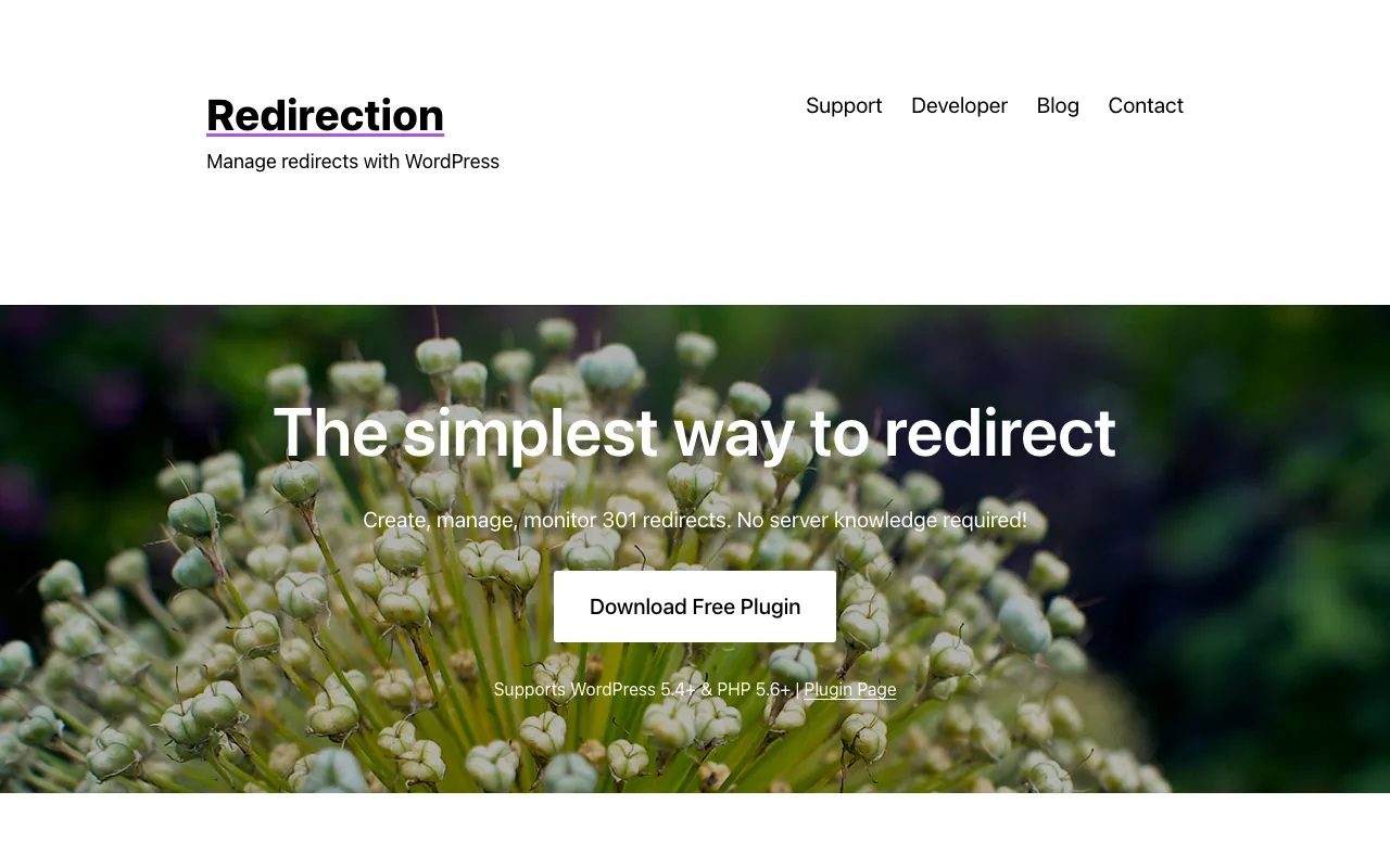 Redirection homepage screenshot